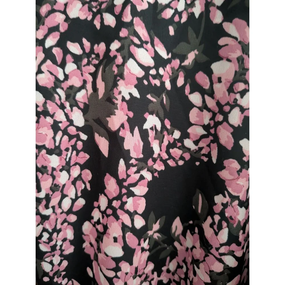Women's AQUA Black Pink Floral Smocked Mini Dress S - Picture 7 of 9
